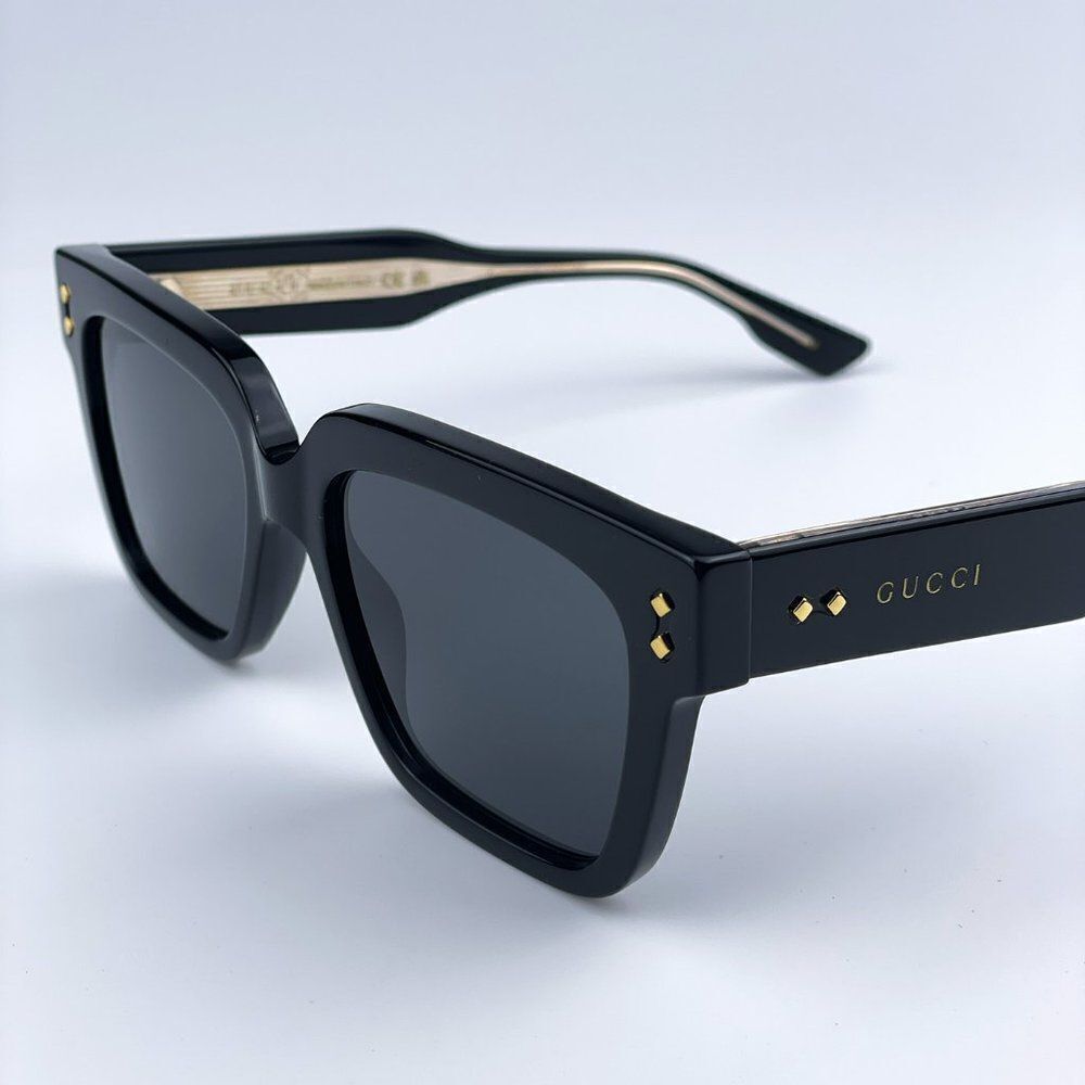 NEW Gucci GG1084S 001 Black Grey Square Unisex Sunglasses - Picture 7 of 15